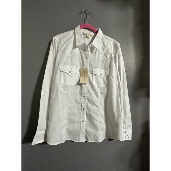 Ely & Walker White Long Sleeve Western Shirt W/ Snap Buttons & Front Pockets L - Picture 1 of 7